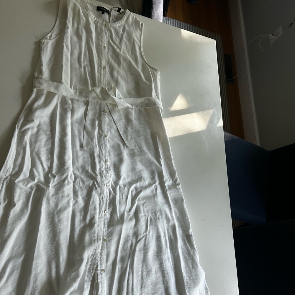 Theory White Button-Front Sleeveless Top